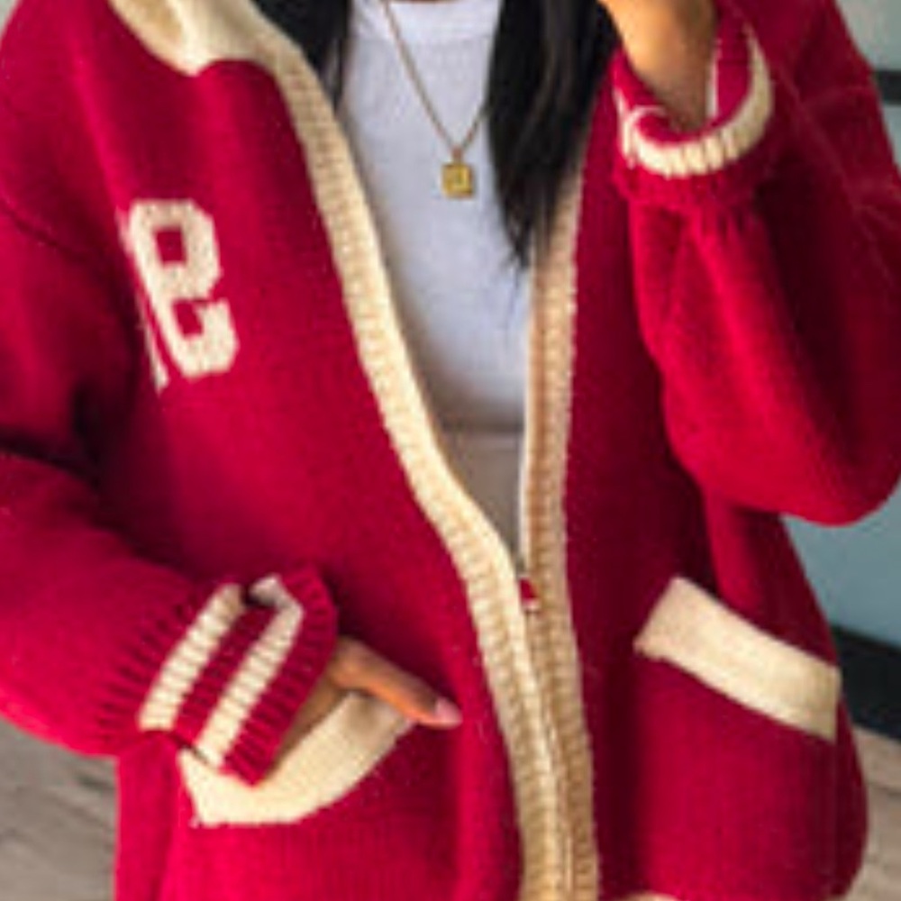 Shop Tahlula Sideline Varsity Knit Zip up